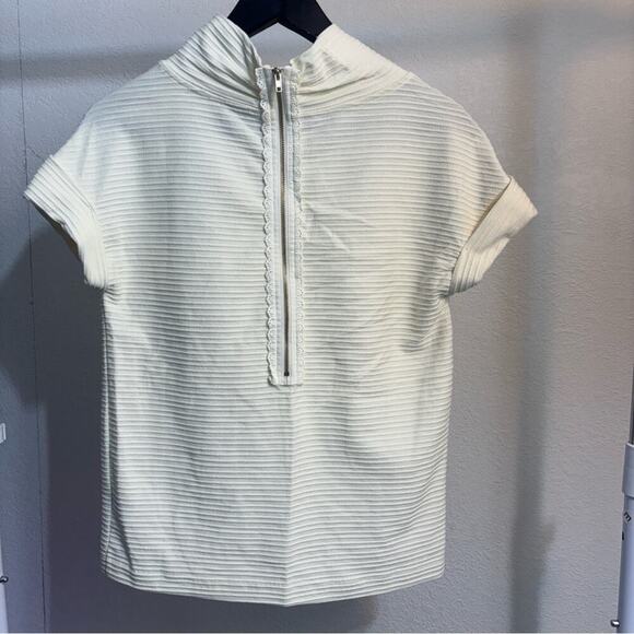 NWT Anthrolopogie 9-H15 Stcl Ivory Short Sleeve Mock Neck Shirt Size XS - Picture 12 of 13